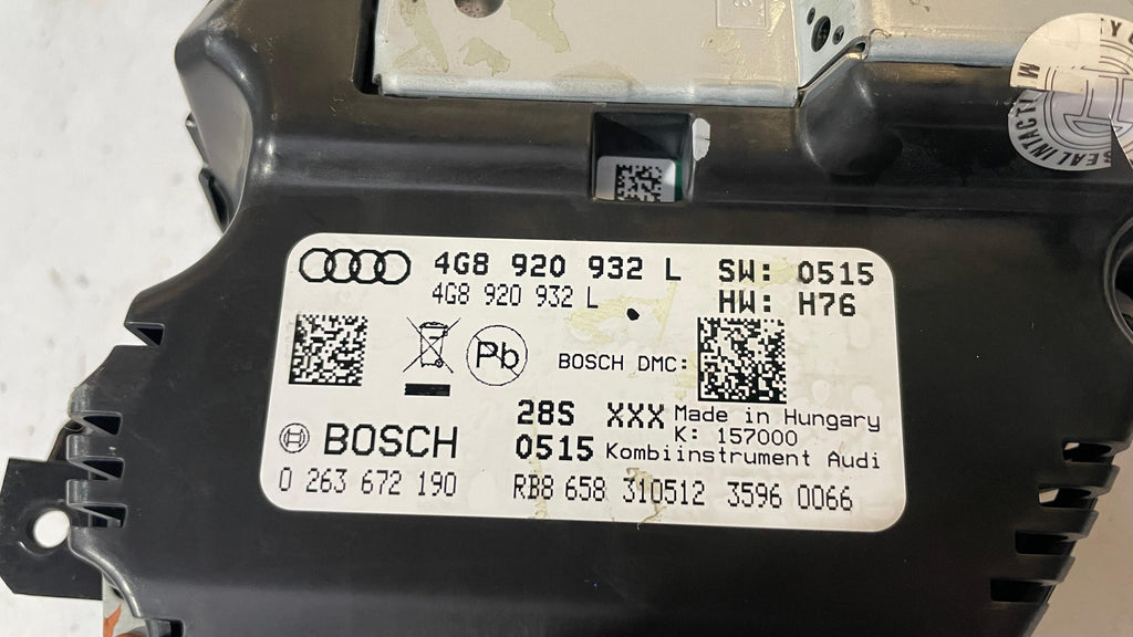4G8920932L AUDI S7 SPEEDOMETER INSTRUMENT CLUSTER PANEL