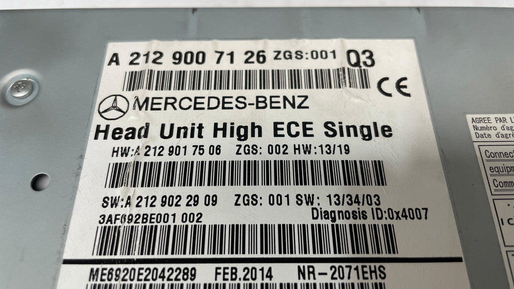 A2129007126 MERCEDES W212 RADIO CD PLAYER HEAD UNIT