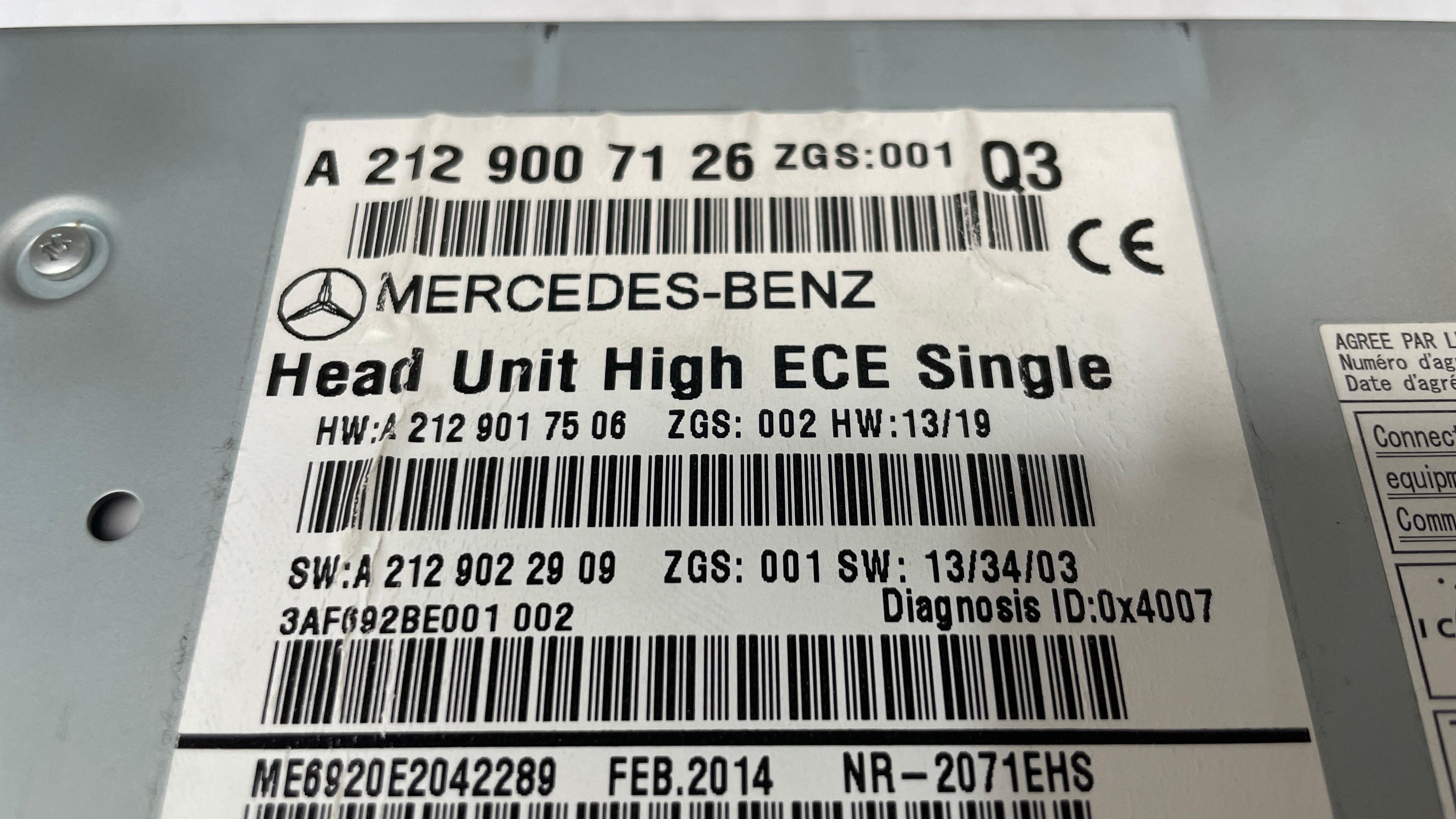A2129007126 MERCEDES W212 RADIO CD PLAYER HEAD UNIT