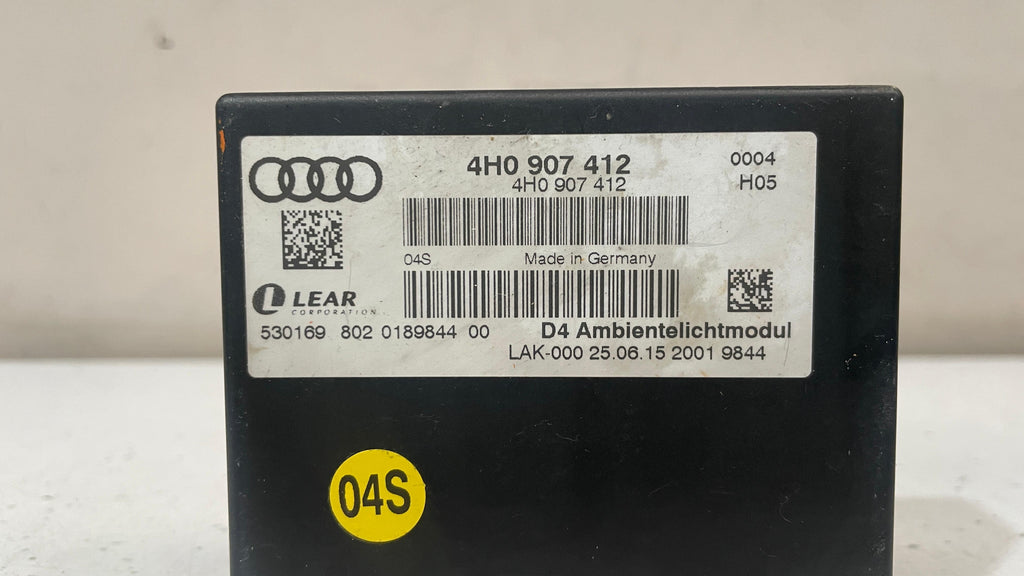 4H0907412 AUDI A8 AMBIENT LIGHTING COMFORT CONTROL MODULE