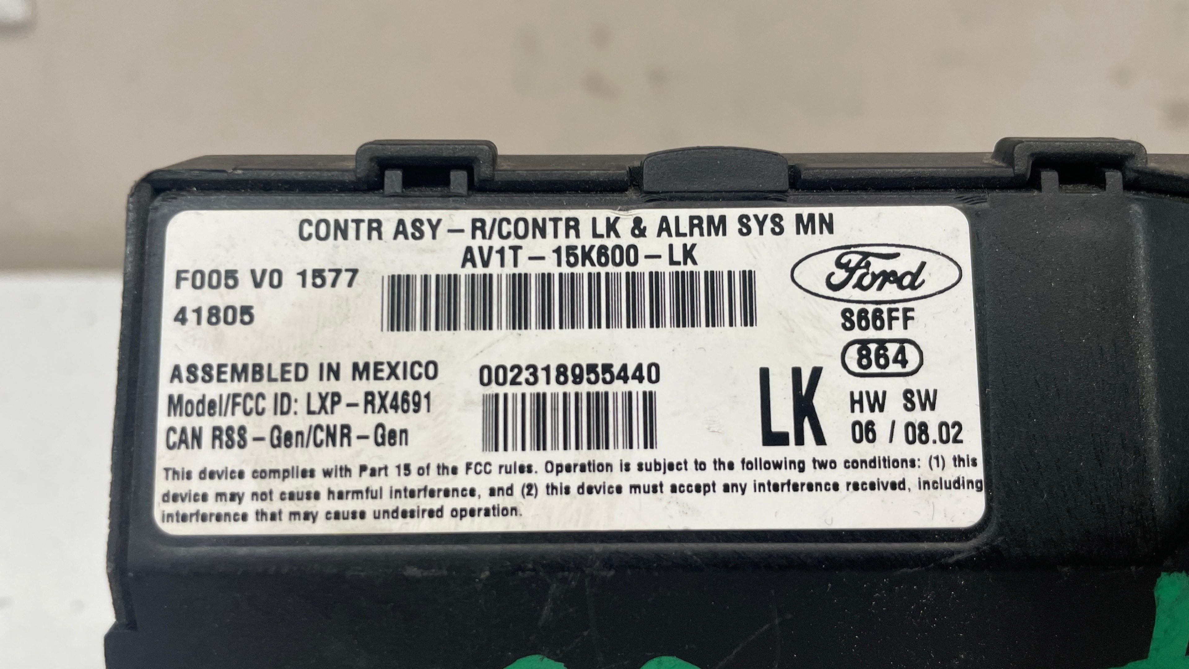 AV1T-15K600-LK FORD FIESTA MULTIFUNCTION CONTROL MODULE UNIT