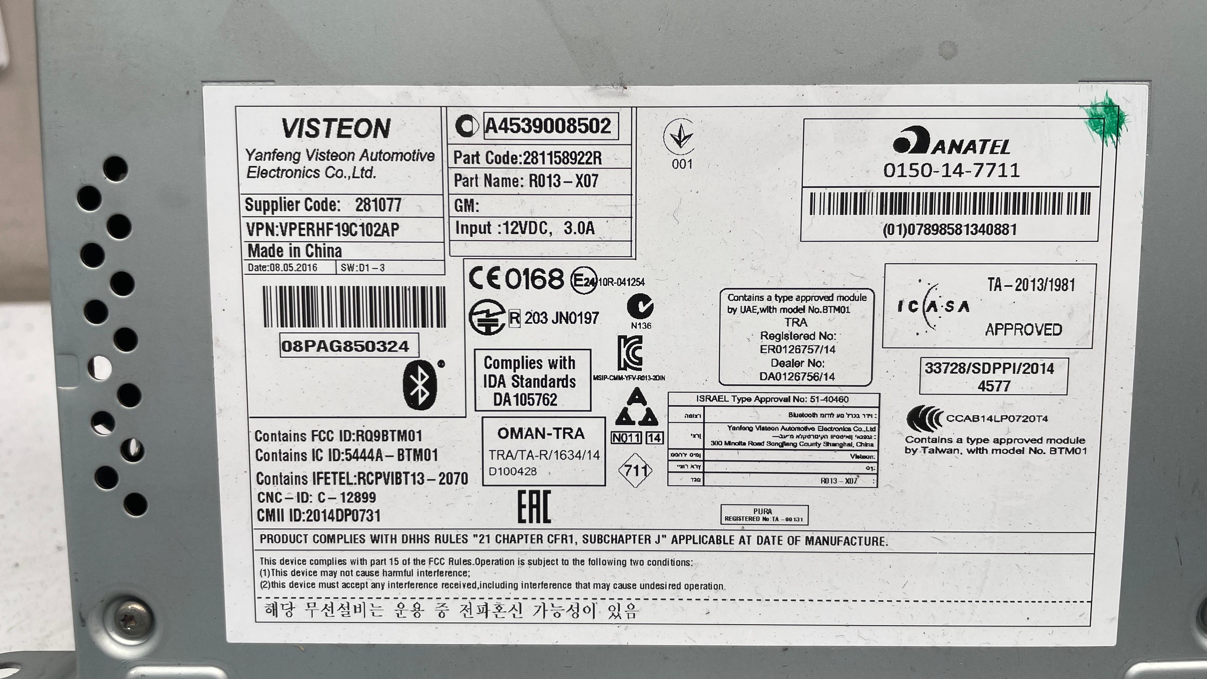 A4539008502 SMART FORTWO RADIO CD CONTROL UNIT