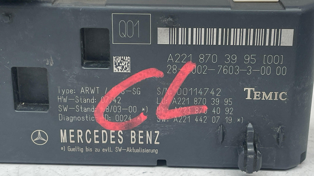 A2218703995 MERCEDES CL TRUNK RELEASE CONTROL MODULE