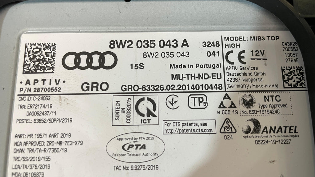 8W2035043A AUDI A5 MULTIMEDIA RADIO NAVIGATION CONTROL