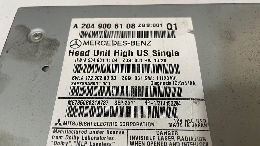 A2049006108 MERCEDES W204 RADIO HEAD UNIT CONTROL