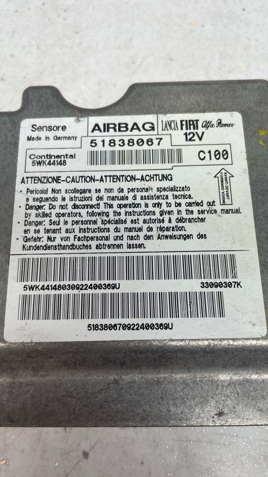 51838067 FIAT SRS ECU CONTROL