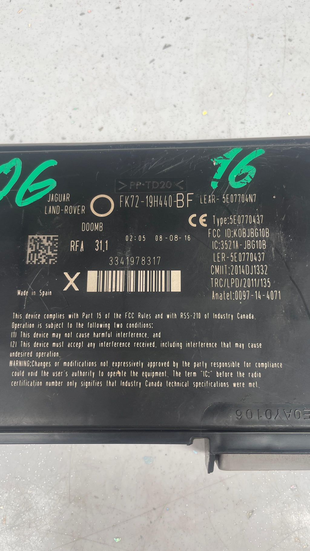 FK72-19H440-BF  LAND ROVER SMART KEY PASSIVE ENTRY CONTROL