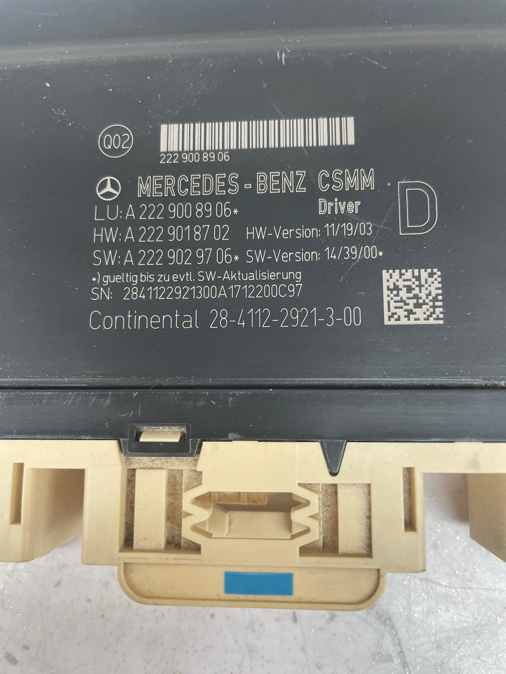 A2229008906 MERCEDES W222 SEAT CONTROL UNIT