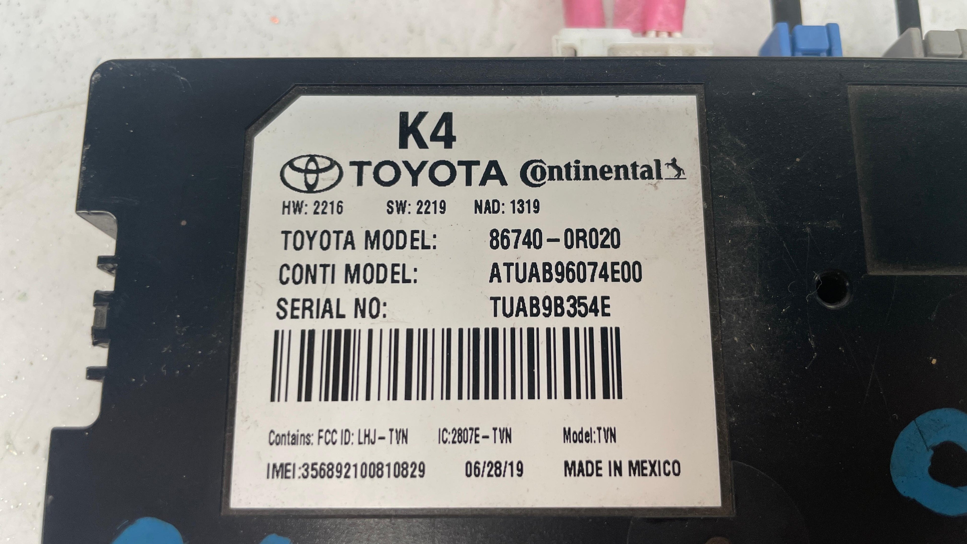 86740-0R020 TOYOTA RAV4 TELEMATICS TRANSCEIVER MODULE