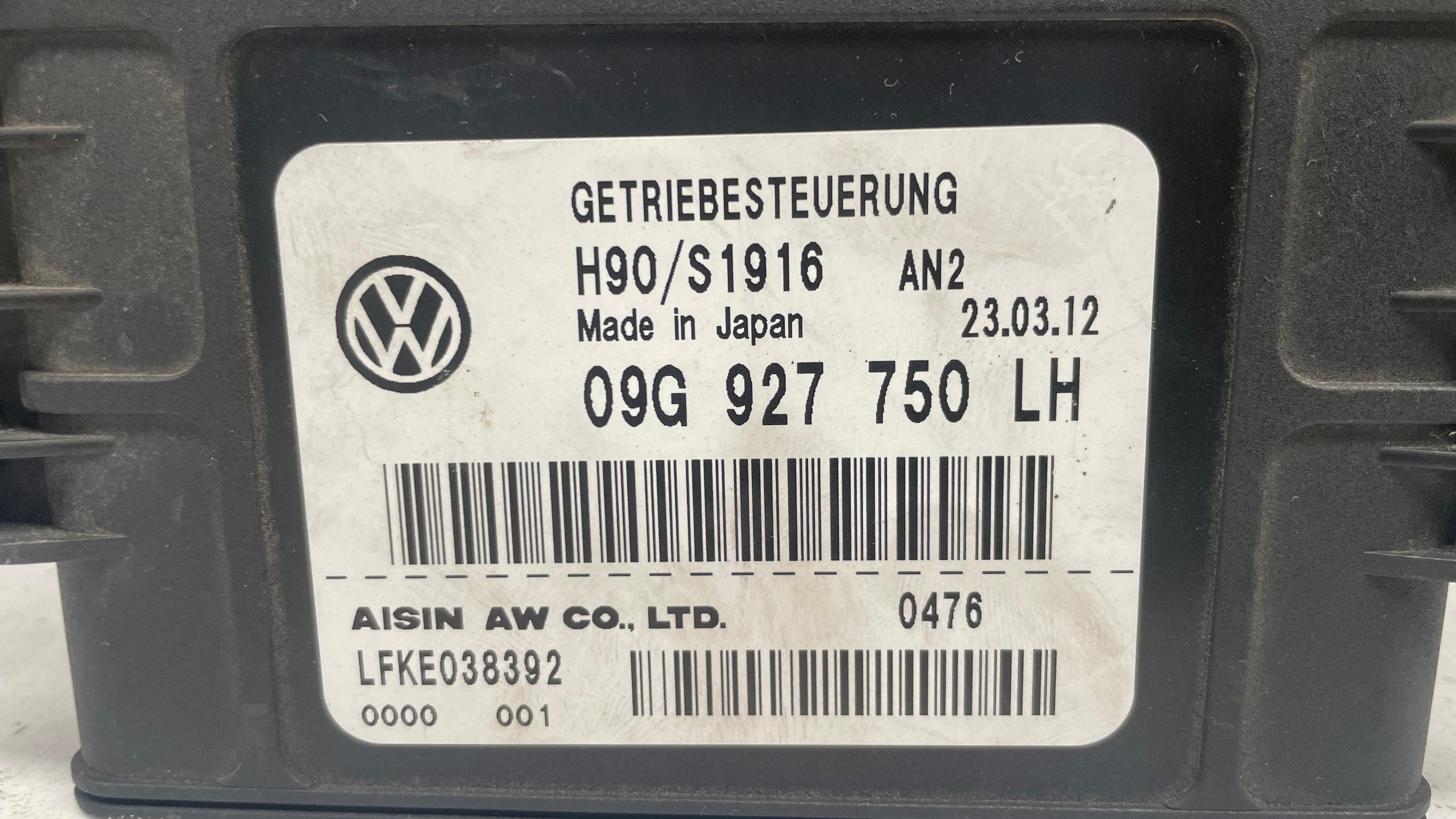 09G927750LH VOLKSWAGEN TRANSMISSION CONTROL UNIT