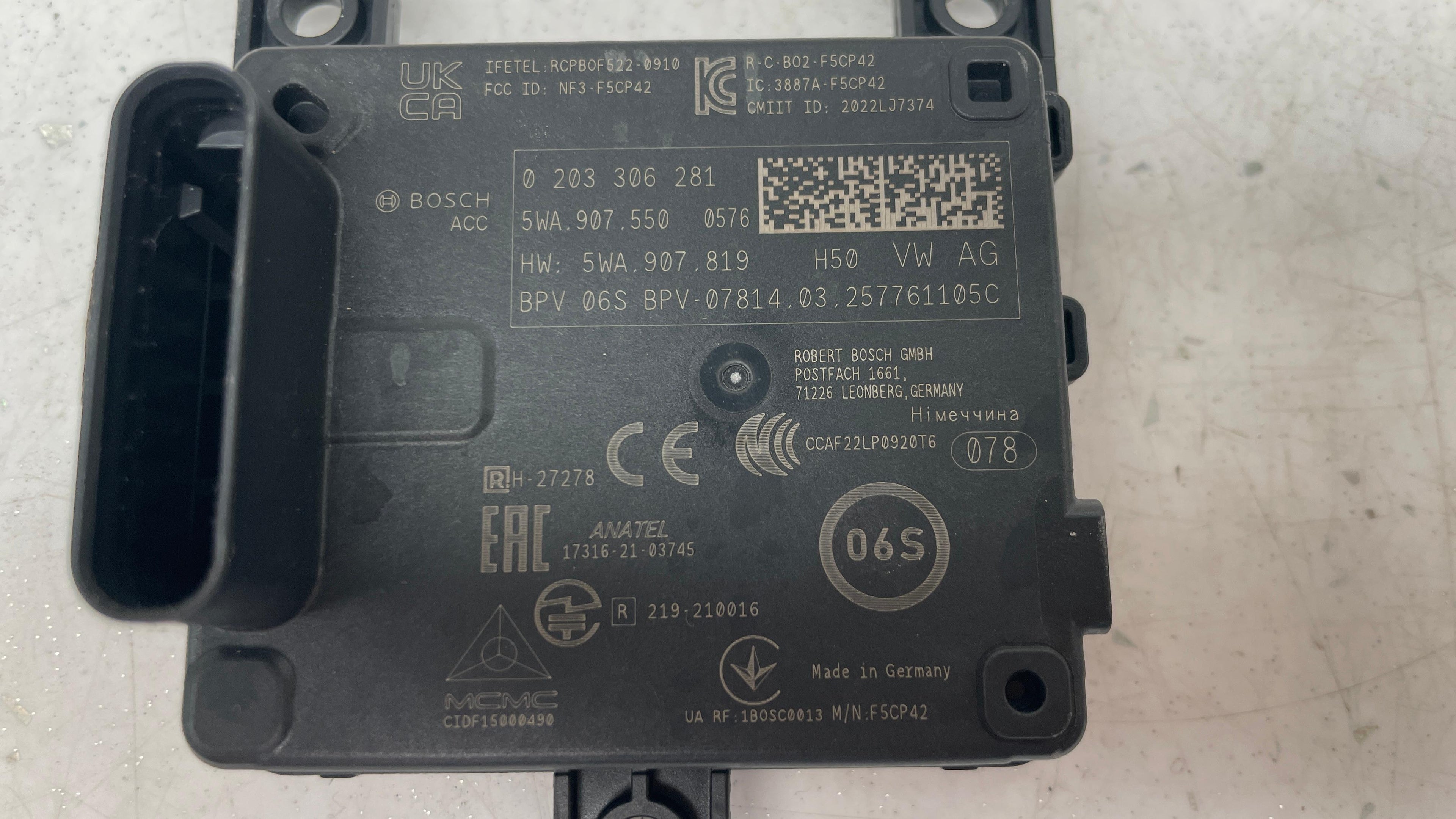 5WA907550 AUDI A3 RADAR SENSOR CONTROL UNIT