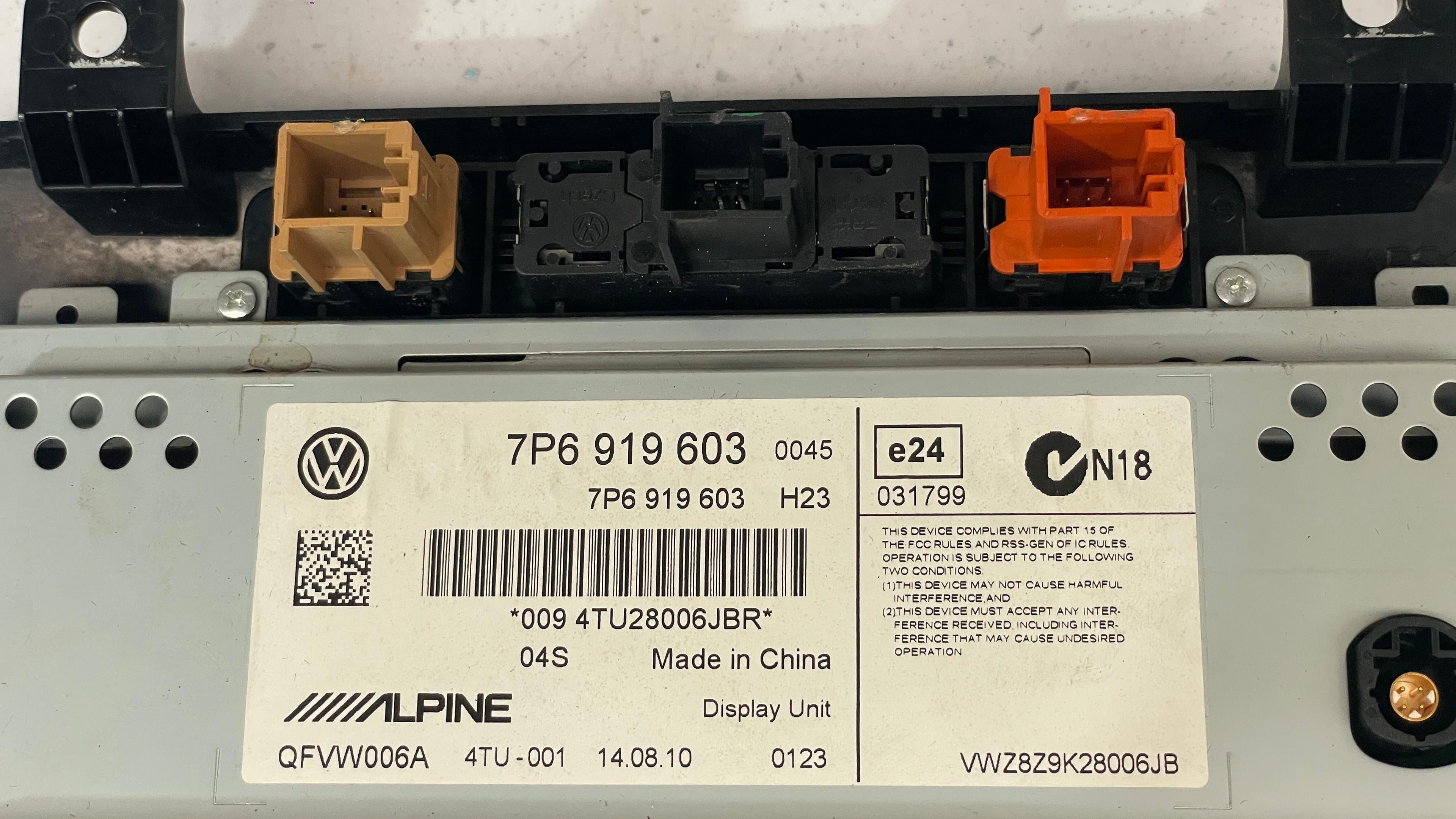 7P6919603 VOLKSWAGEN TOUAREG LCD MONITOR DISPLAY SCREEN