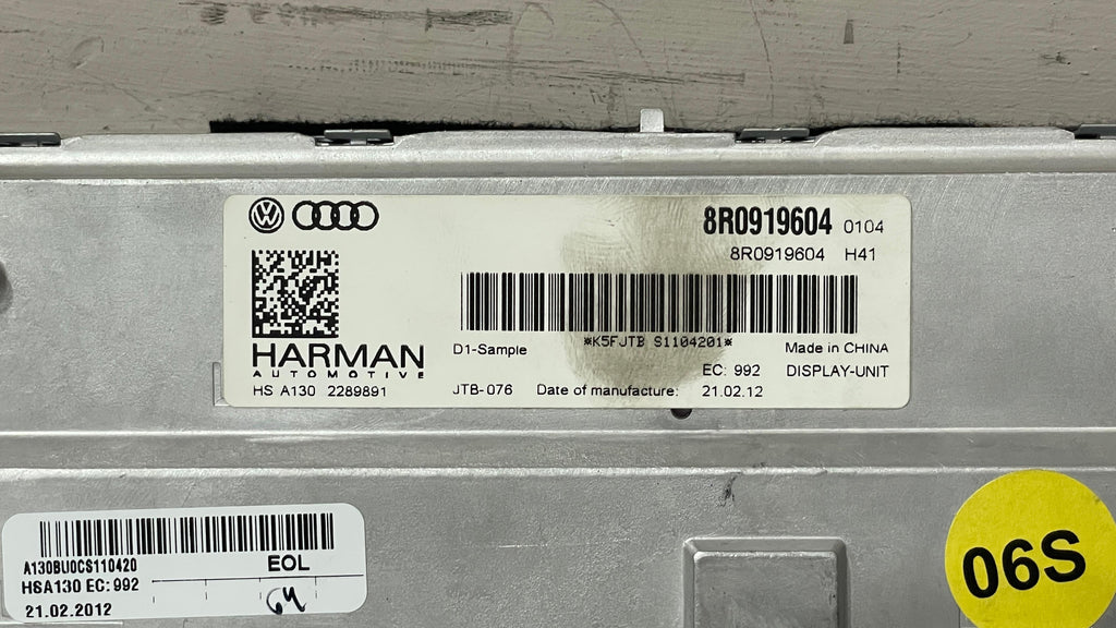 8R0919604 AUDI NAVIGATION DISPLAY SCREEN