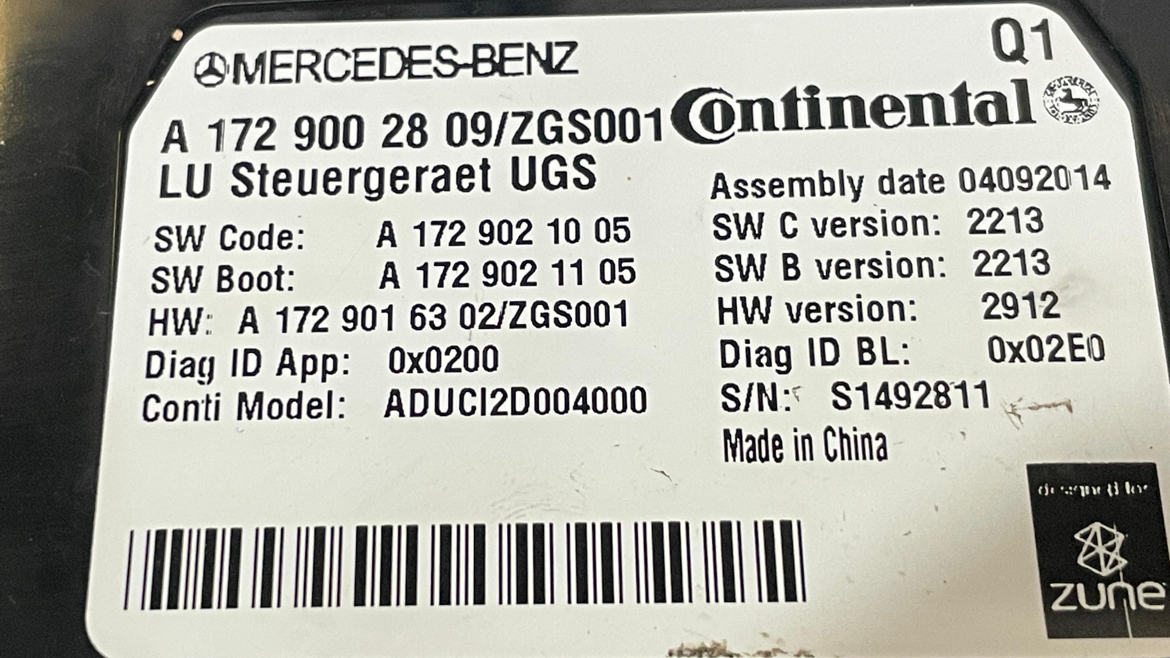 A1729002809 MERCEDES CLA INTERFACE COMMUNICATION MODULE