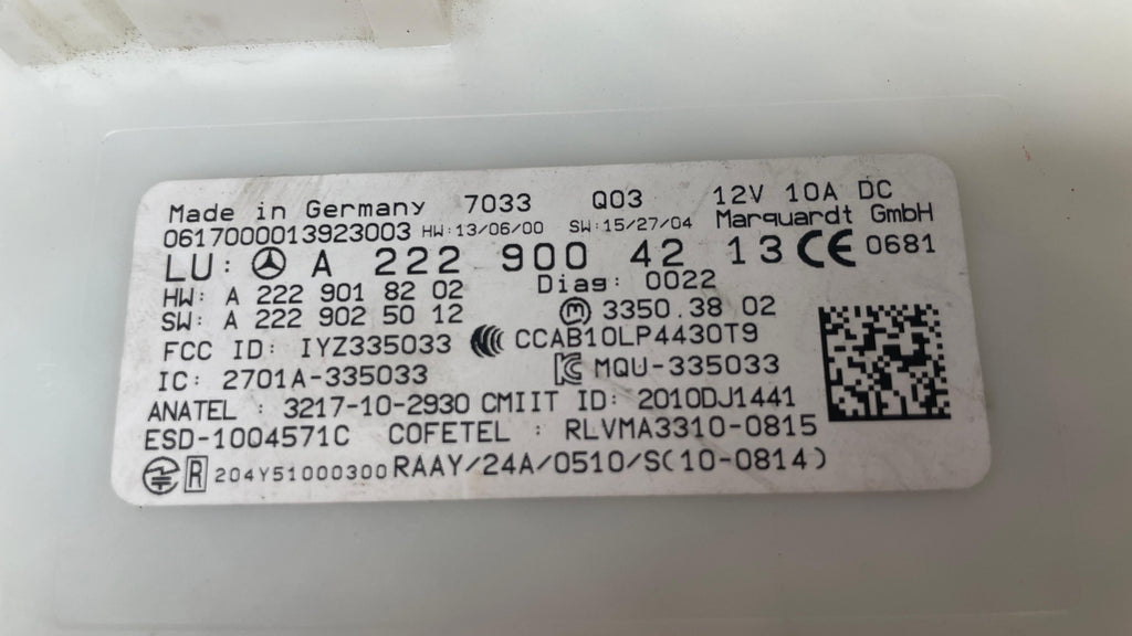 A2229004213  MERCEDES KEY LESS G0 ENTRY MODULE CONTROL UNIT
