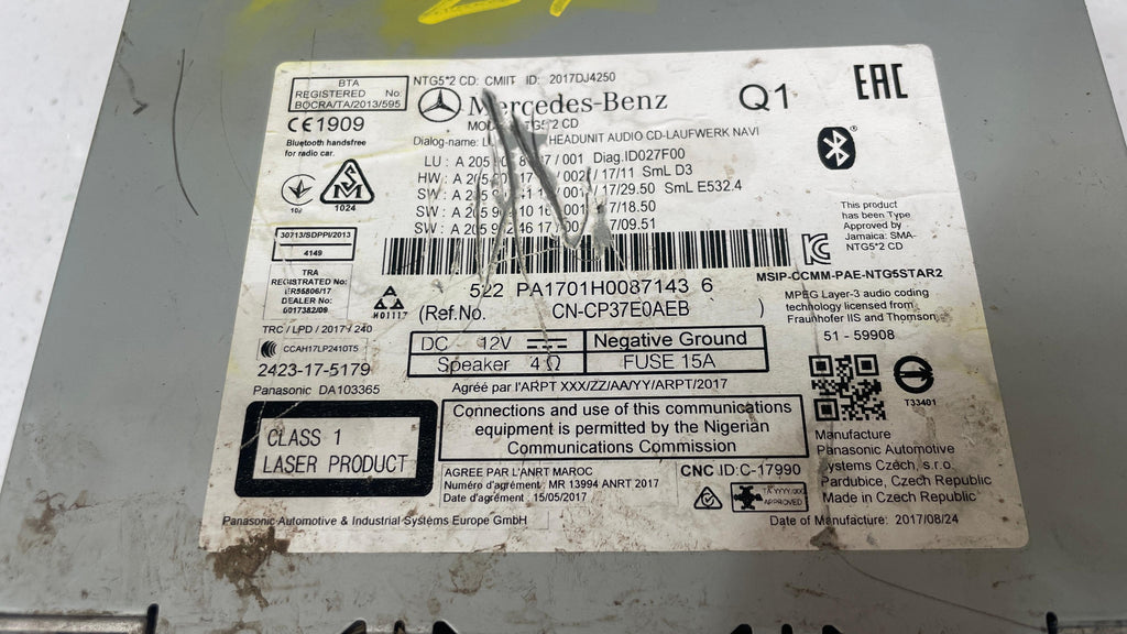 A2059008937 MERCEDES GLC NAVIGATION RADIO CD PLAYER